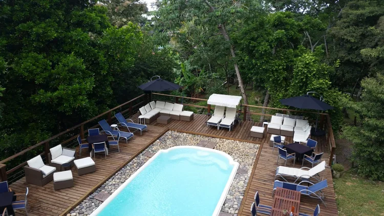 On-site accommodation and private pool at Go Pro Caribbean, Roatan