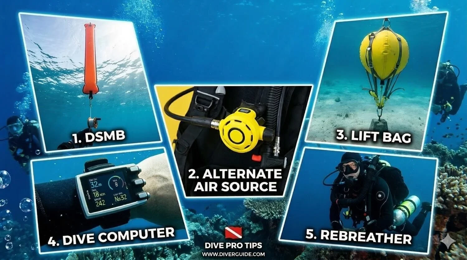 Dive computers, gauges, DSMBs, lift bags and rebreathers explained — PADI IDC / DM theory, Will Welbourn, Go Pro Caribbean