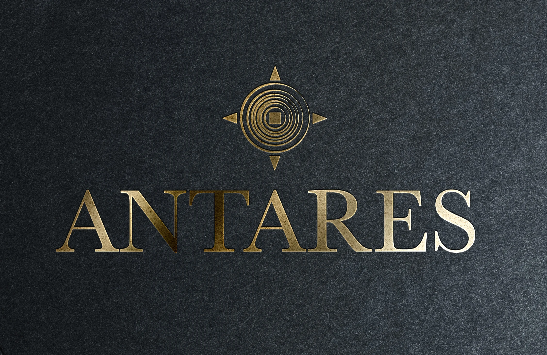 Antares logo with a gold-embossed effect.