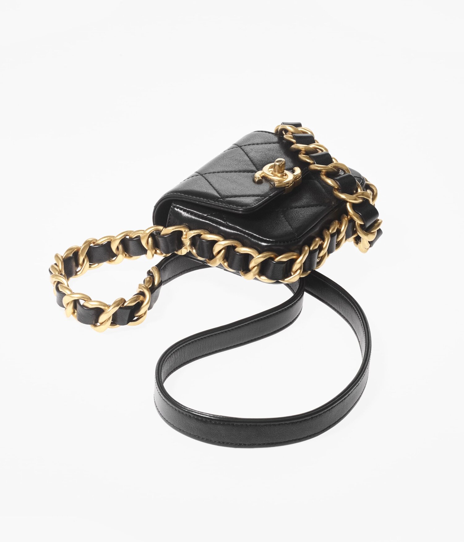 Chanel Chain-Embellished Mini Flap Bag in Black Calfskin — UFO No More