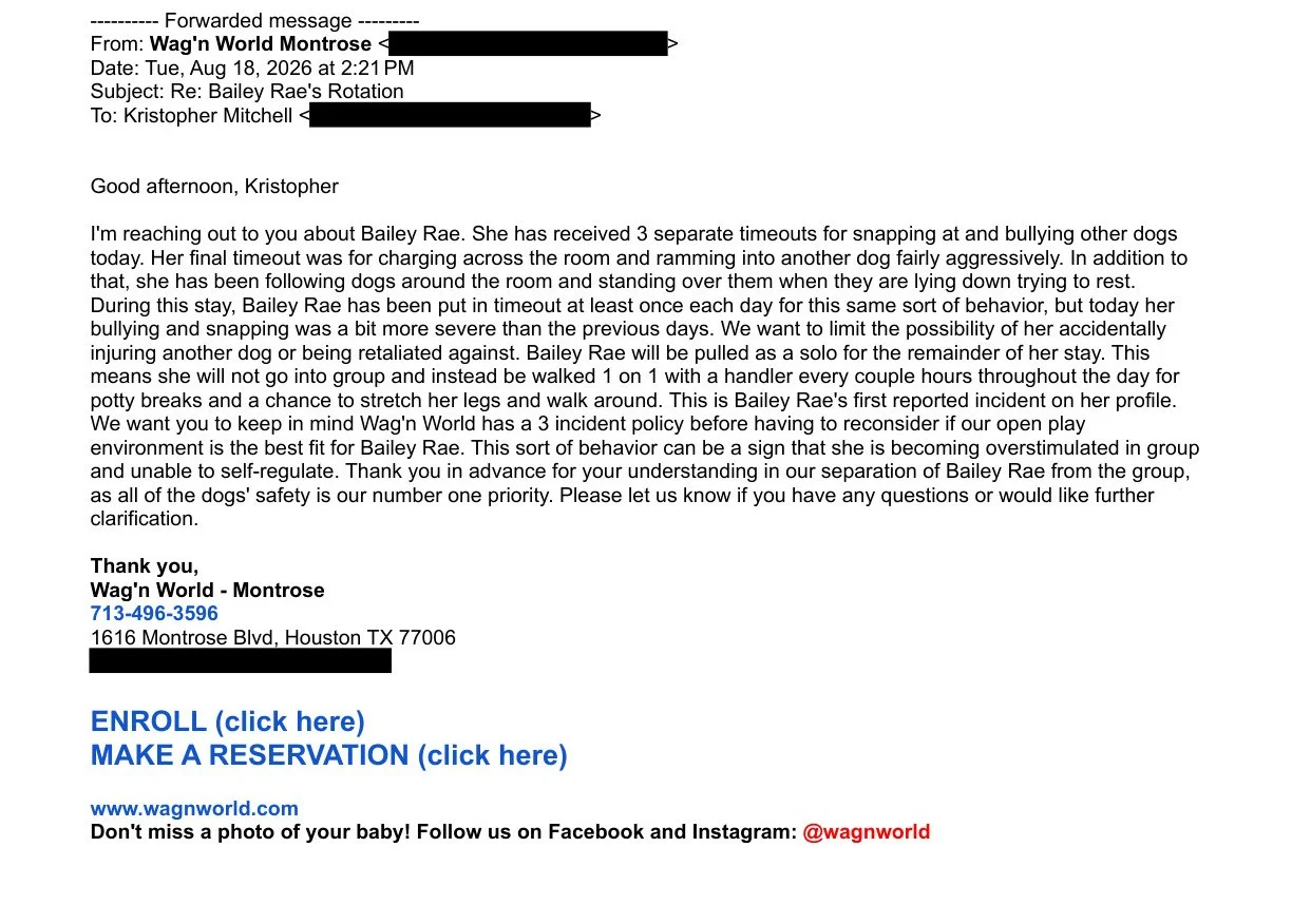Redacted client correspondence