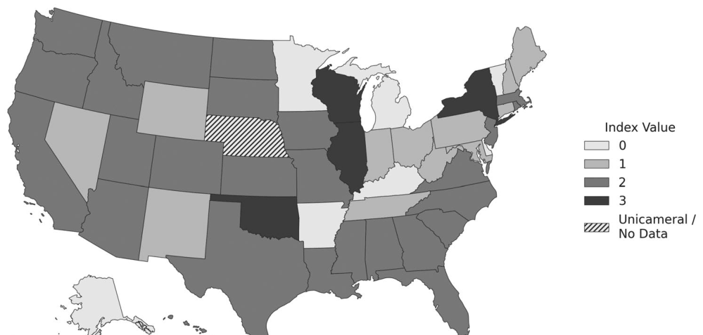 Figure 1. Debate opportunity index: lower chambers.