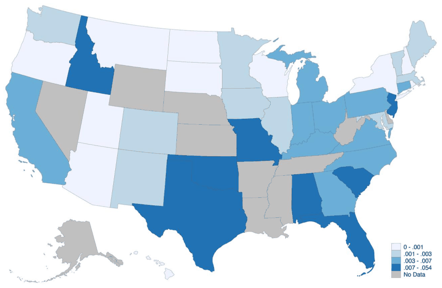Figure 1. Average disconnection rate by state.