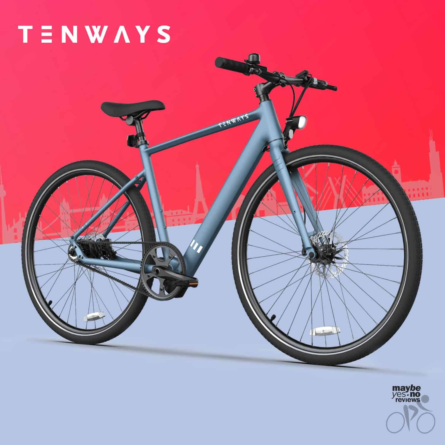 Tenways Electric Bike Urban Design Lightweight 16kg CGO600 PRO L Blue
