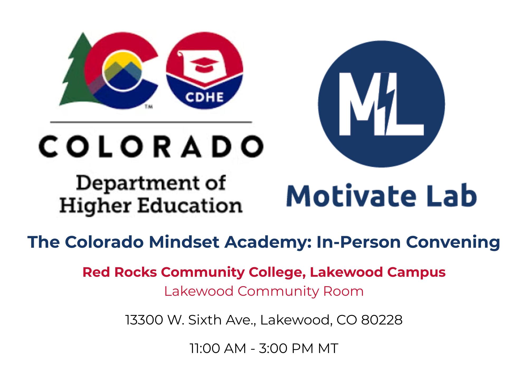 Motivate Lab: Colorado Mindset Academy In-Person Convening banner