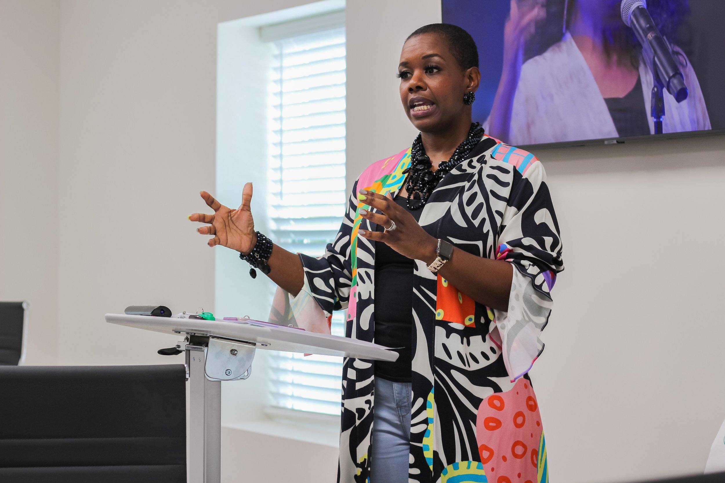 Dr. JaNee' energizing the room