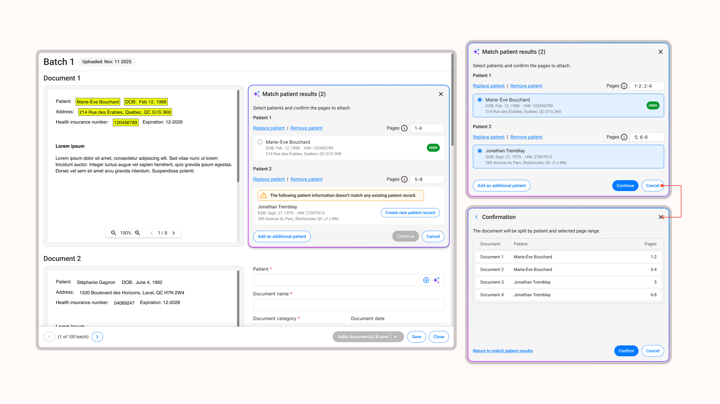 AI-powered patient matching feature