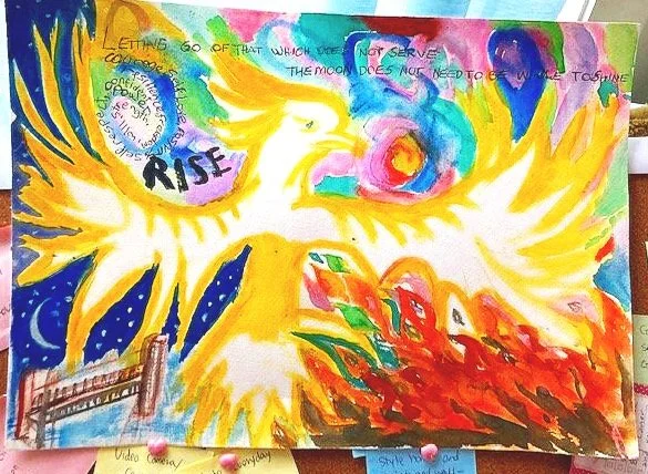 Art therapy creative process — painting and mixed media