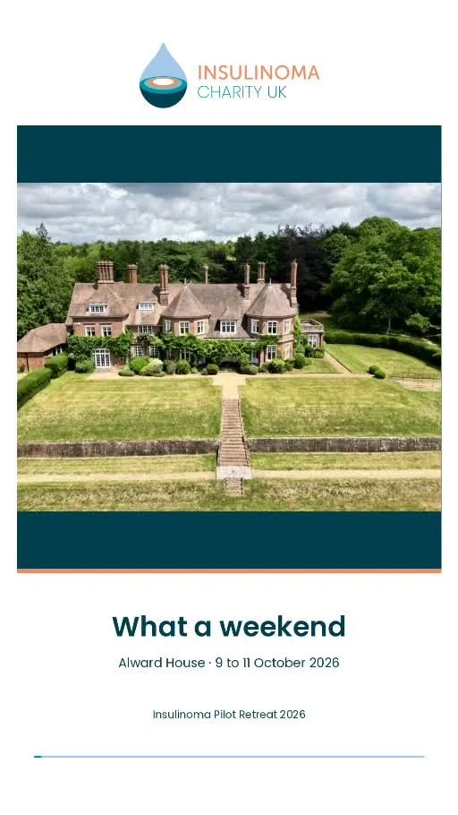Insulinoma Pilot Retreat 2026 reel: Alward House and Insulinoma Charity UK logo