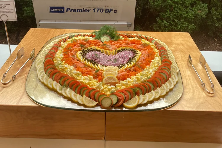 A heart-shaped lox board