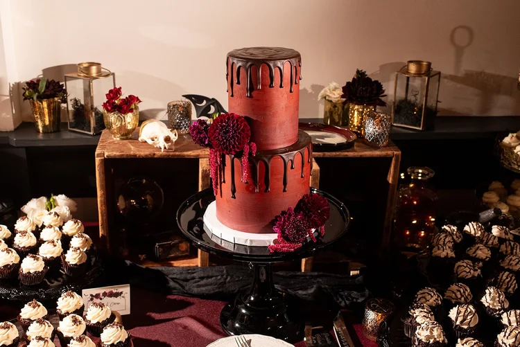 A dessert spread at a table.