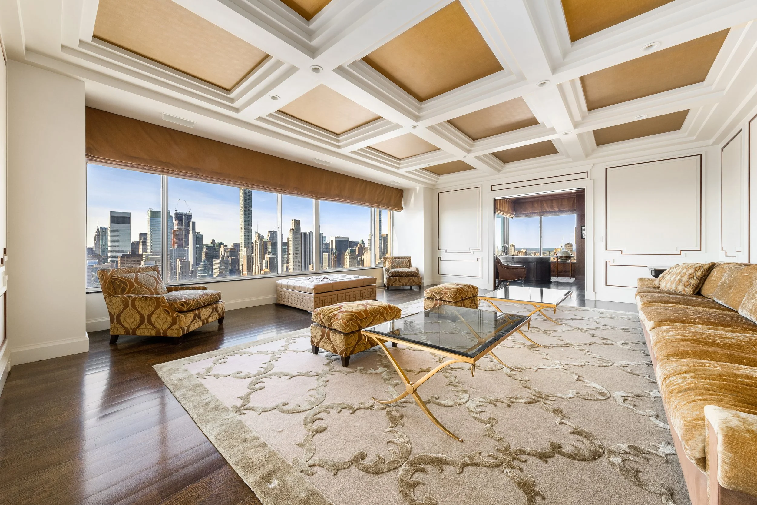 Expansive luxury living room with city views