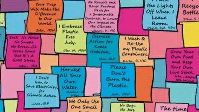Climate Action Now post-it note pledges