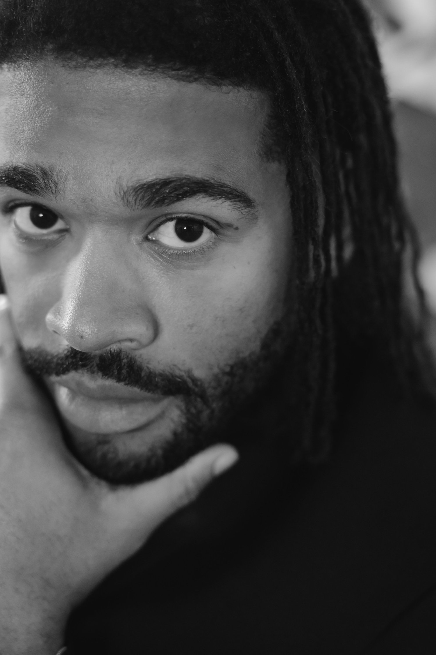 Black-and-white portrait of Darius Christian by Valerie Jendryke