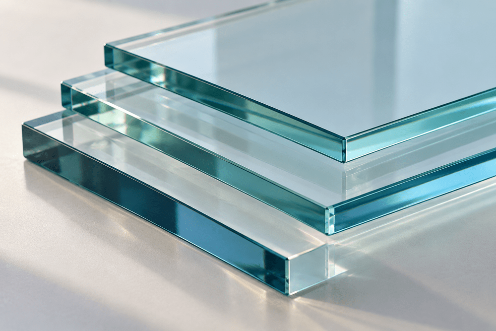 Illustrative close-up of polished glass edges