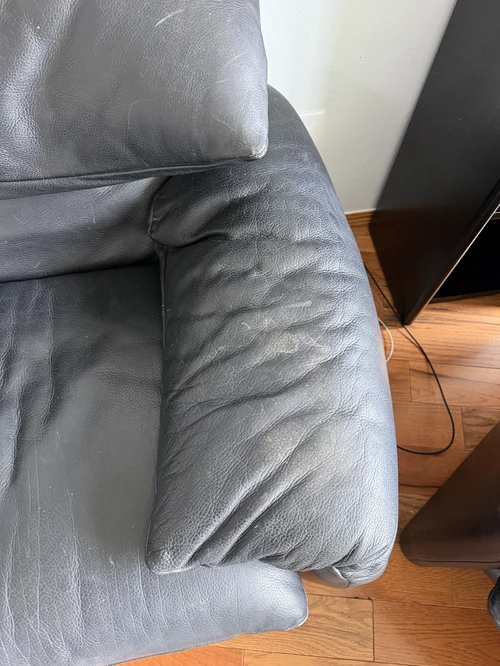 Leather arm before cleaning Portland