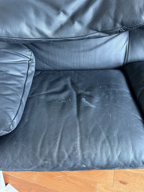 Leather cushion before cleaning Portland