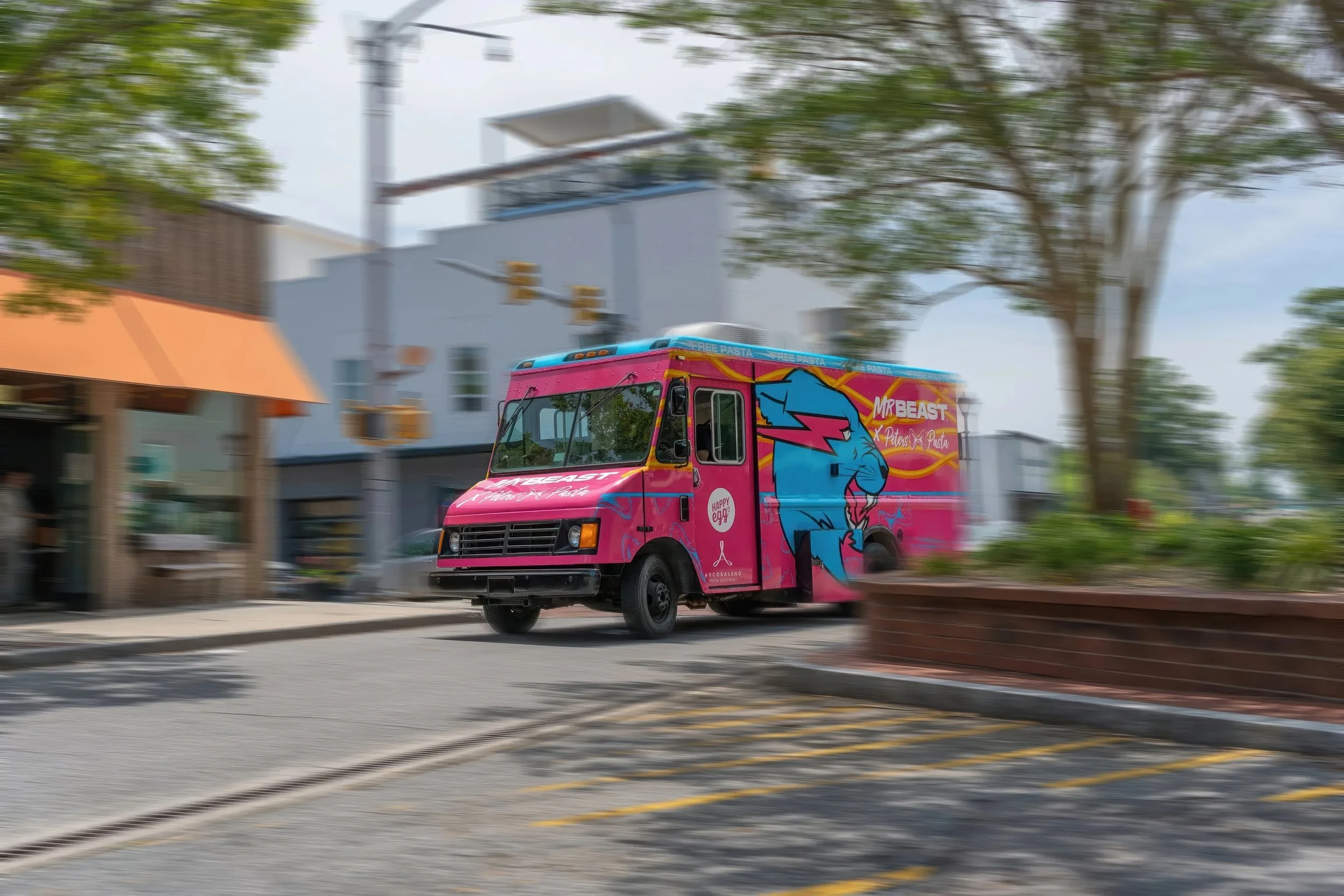 Behind-the-scenes photography by Ian Jones of Ryan Peters and MrBeast on the Happy Egg, Peter's Pasta, and MrBeast TikTok collaboration.