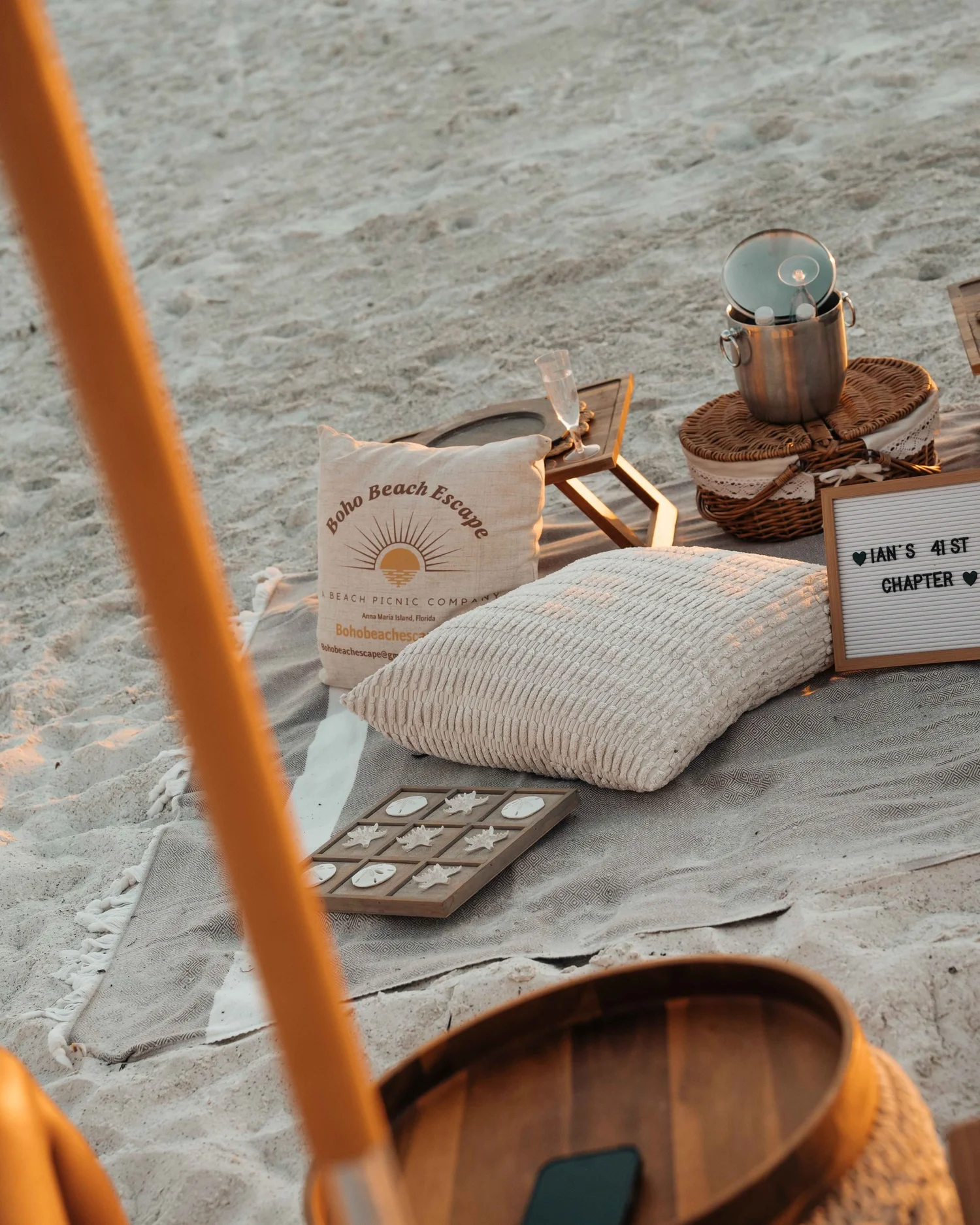 Vertical sunset beach picnic with coastal details, hotel and hospitality UGC-style content for social media, Reels, and paid ads.
