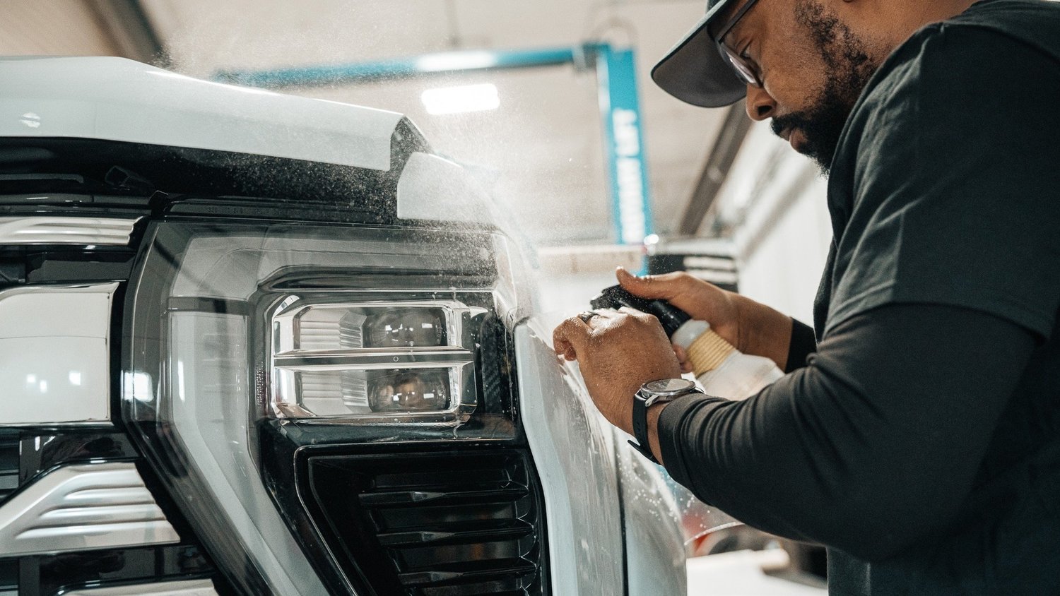 Commercial service photography by Pittsburgh photographer Ian Jones for ISJDESIGNS, showing XPEL paint protection film installation on a truck at Xtreme Car and Truck in Bridgeville PA.