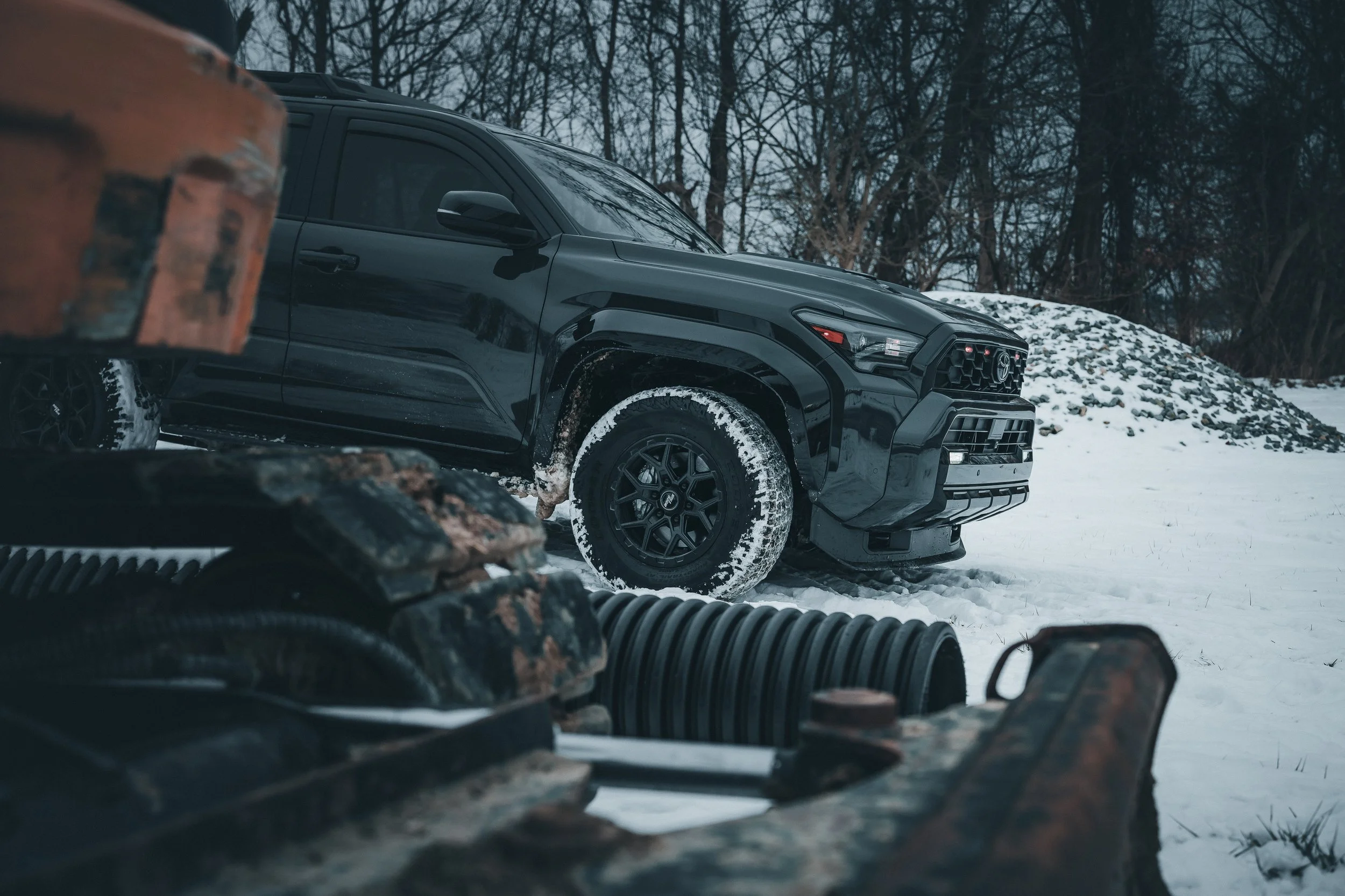 Winter snow photo of Ian Jones' 2025 Toyota 4Runner TRD Sport build in Pittsburgh, showing real-world daily driving use, OEM+ 6th gen 4Runner exterior styling, and automotive photography by ISJDesigns.