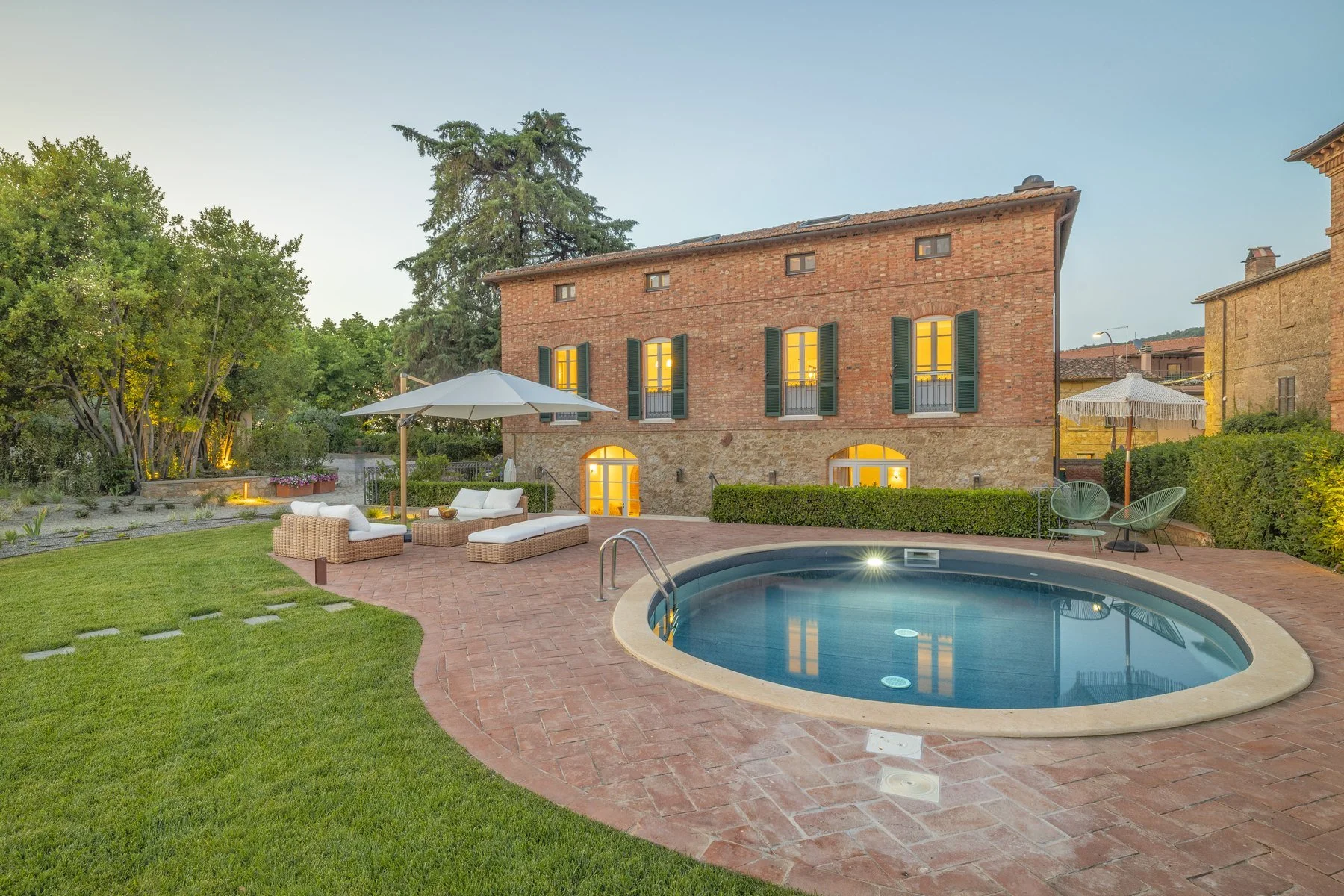 Courtyard and pool at the Tuscany retreat