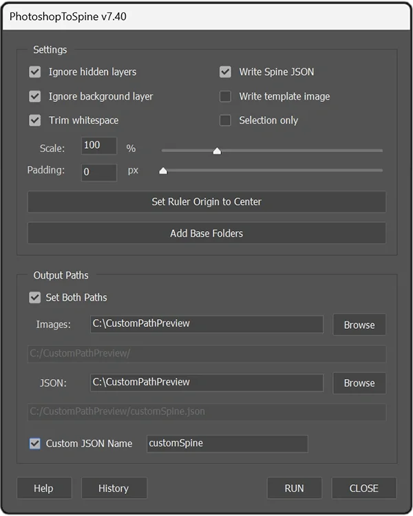 Custom Spine PSD Script