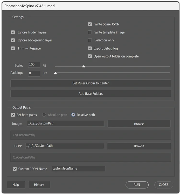 Custom Spine PSD Script