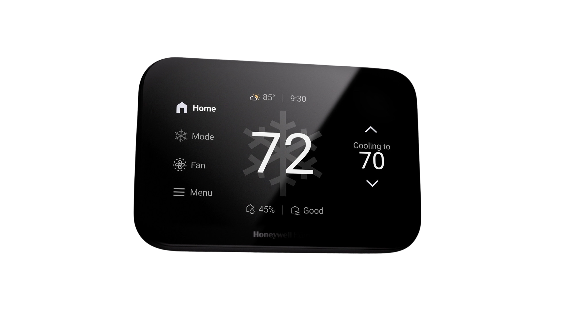 Smart thermostat climate control display for The SmartHome Co. environment control installation