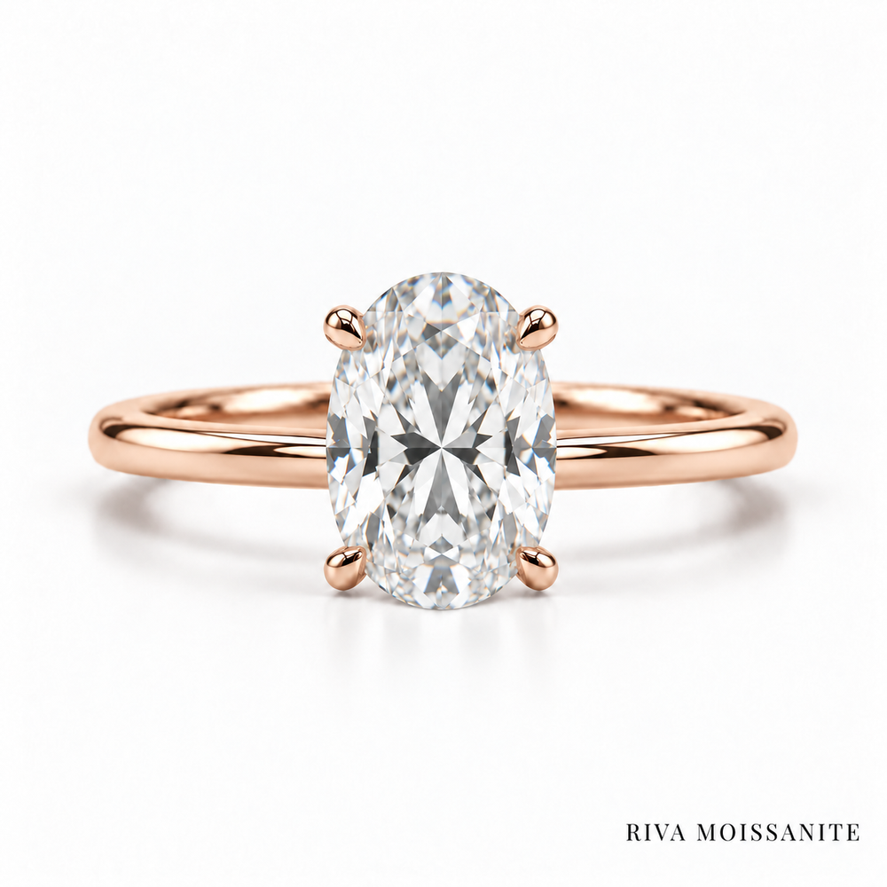 Oval solitaire engagement ring in rose gold