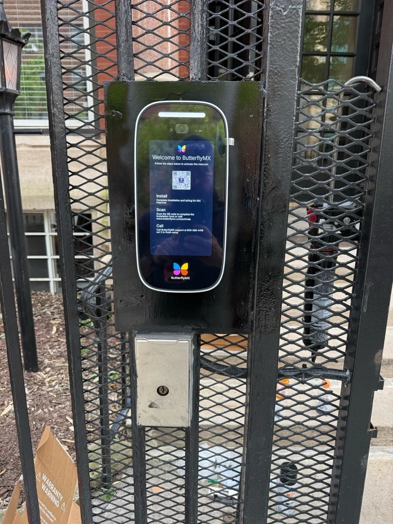 ButterflyMX video intercom at a Chicago apartment lobby