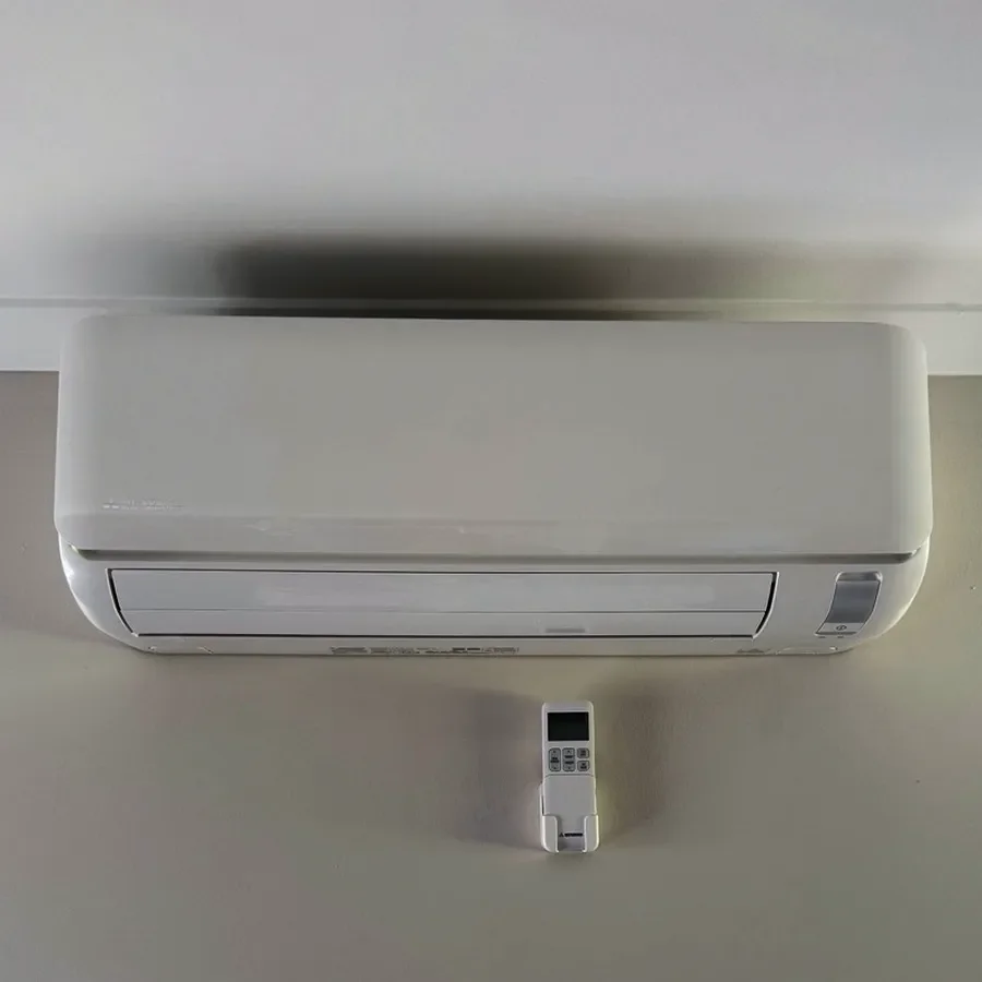 New white Mitsubishi Heavy Industries unit after installation