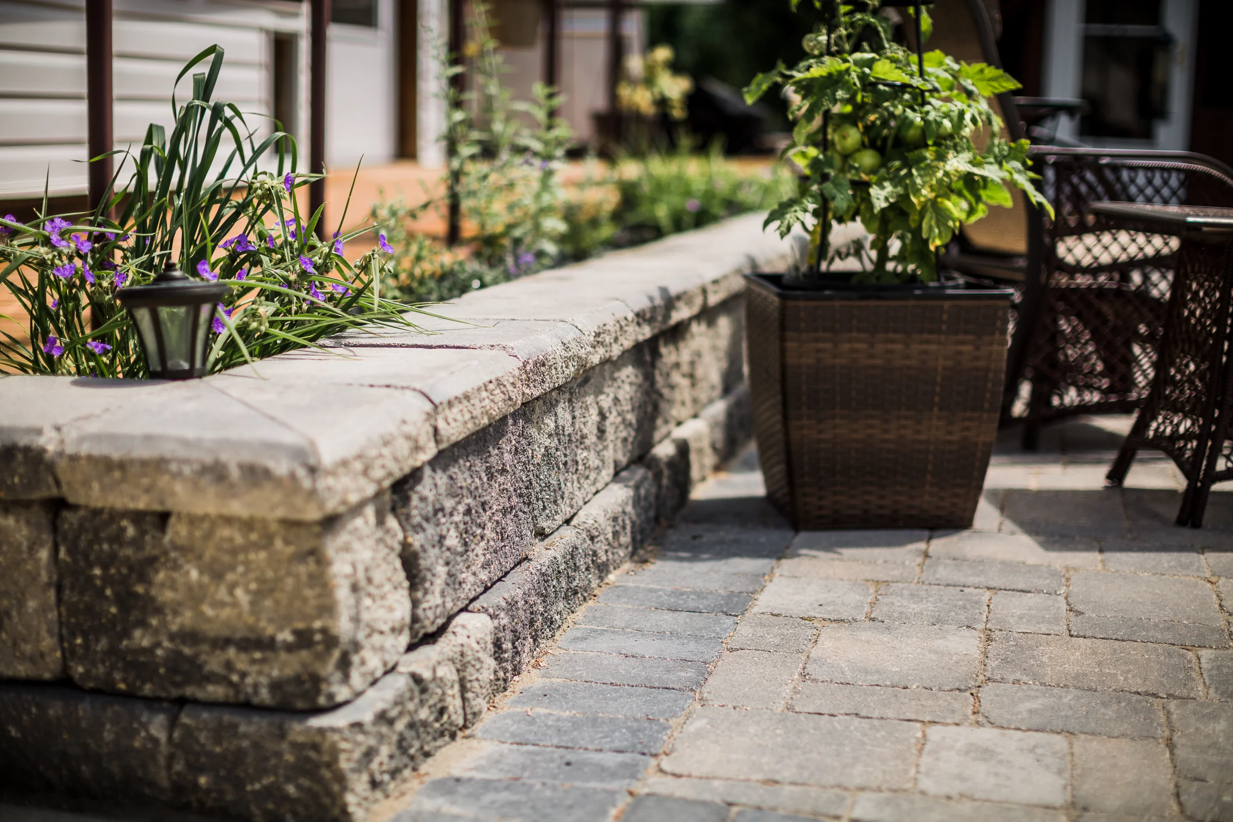 Finished Tiered Retaining Wall by The Paving Stone Pros