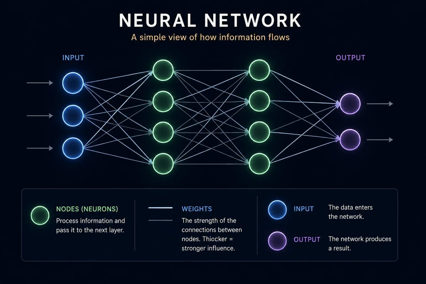 Neural network diagram with input, hidden, and output layers