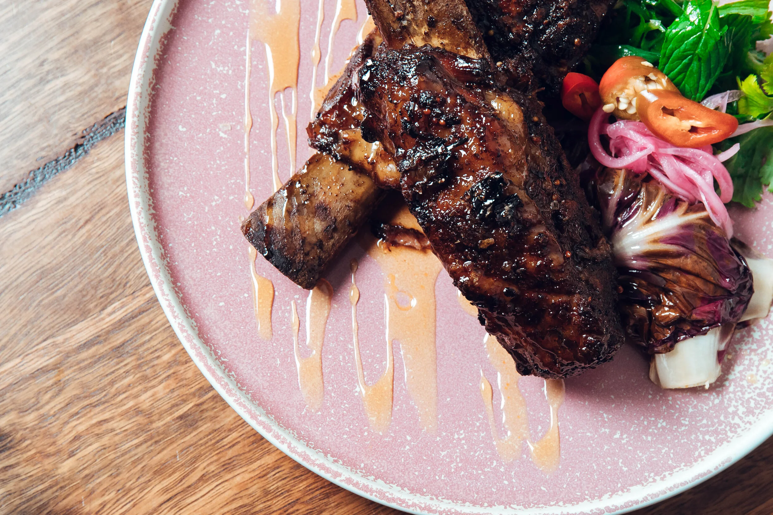 Agave glazed ribs at Alma Avalon