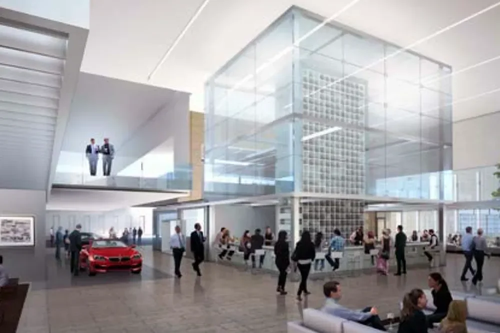 Auto showroom with wine bar