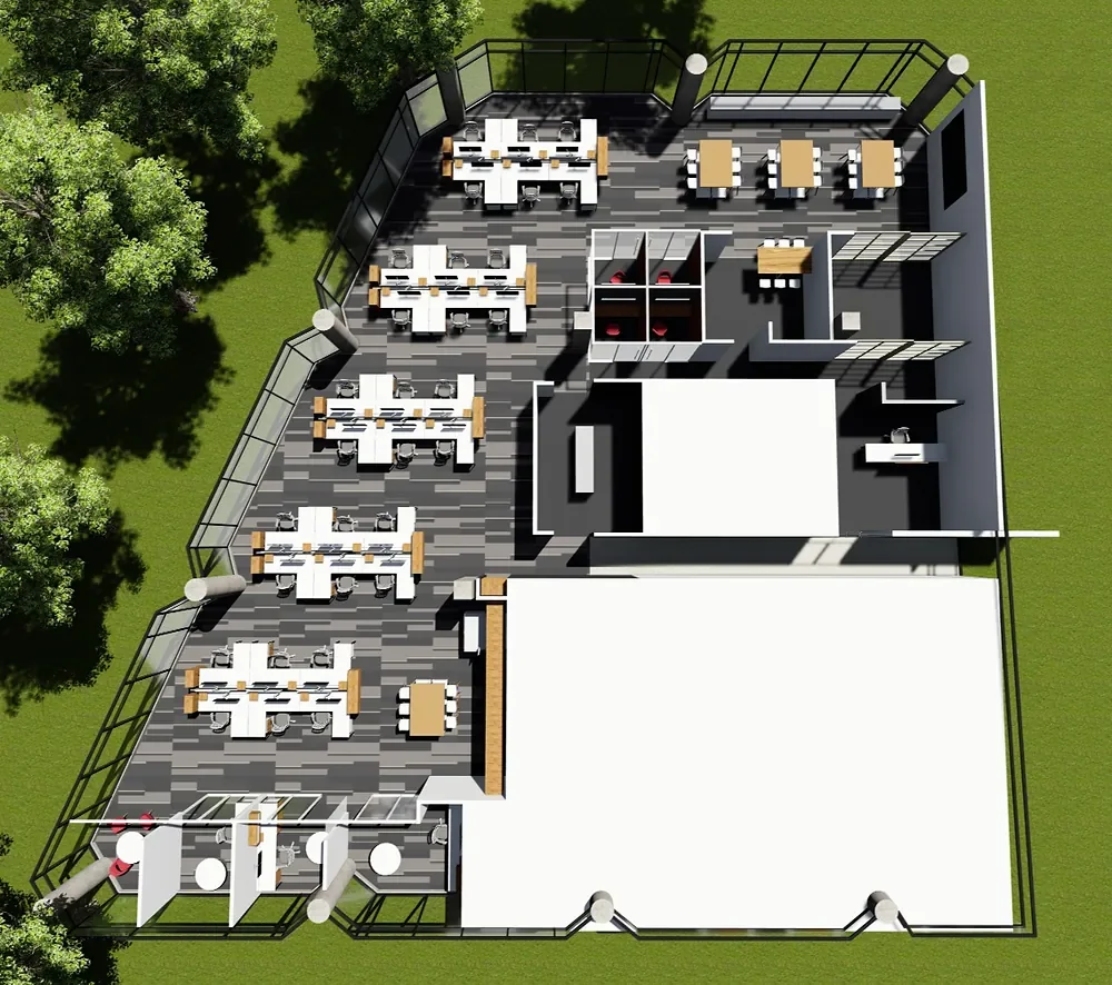 Office space plan, 3D view