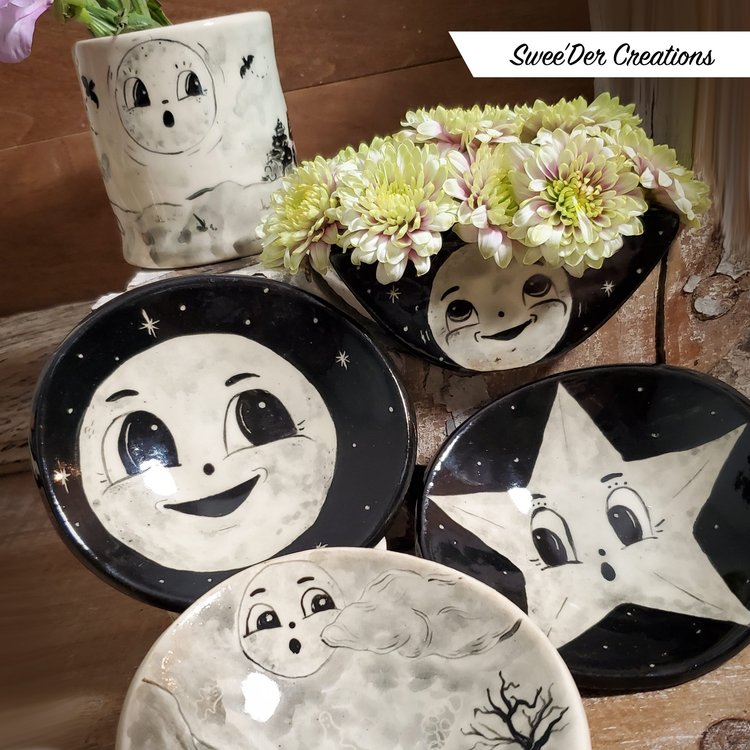Swee'Der Creations handmade ceramics, inspired by Johanna's Luna and star characters