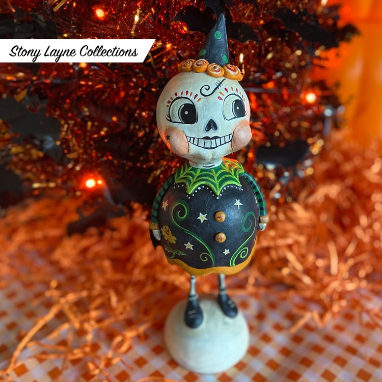 Stony Layne Collections handmade Skelly sculpture folk art made in collaboration with Johanna Parker