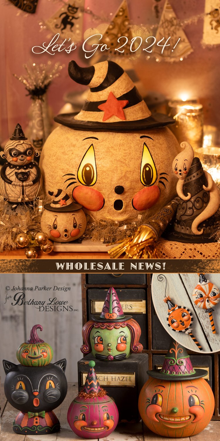 NEW Halloween products by Johanna Parker for Bethany Lowe Designs are now available for wholesale purchase! Order soon as quantities are limited.