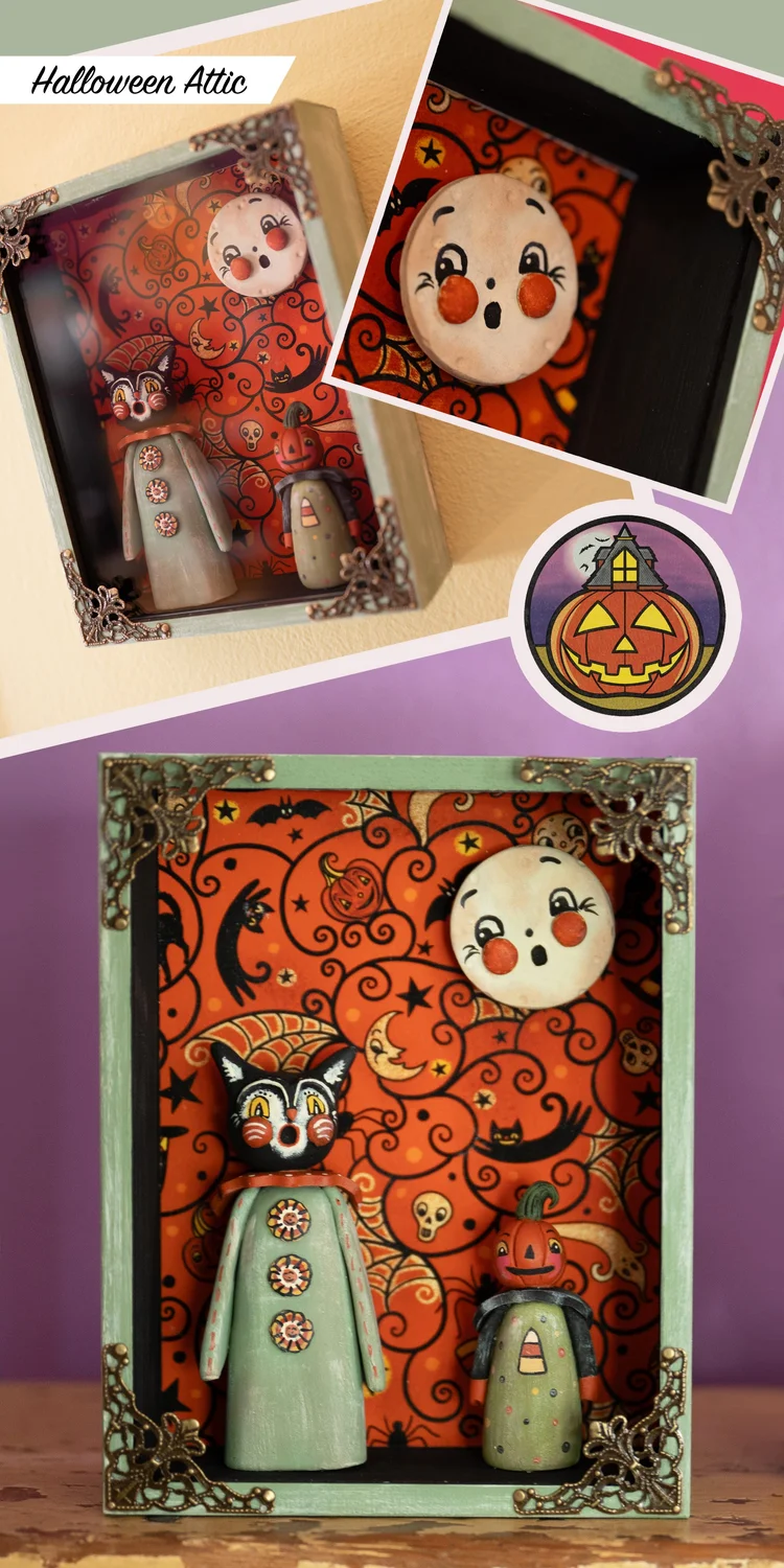 New Halloween Attic Artist Collaboration featuring JPD-inspired handmade shadow boxes