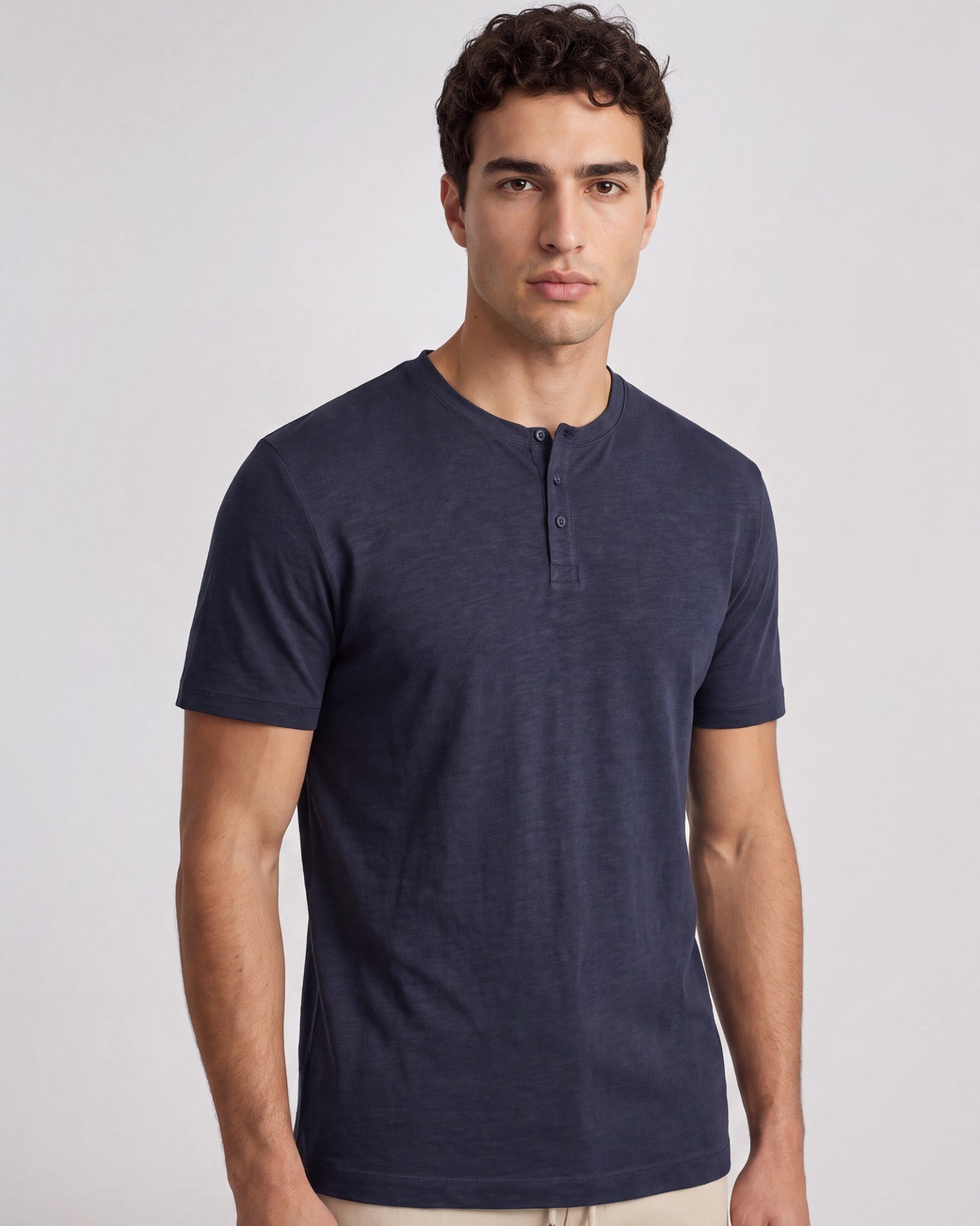 AI ecomm image, men's slub henley