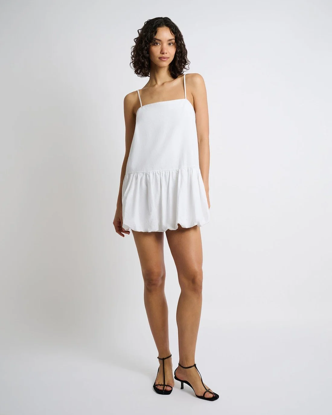 Air Linen Bubble Mini Dress on model