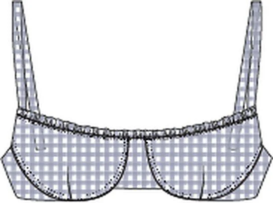 Marilyn bikini top CAD, lavender gingham