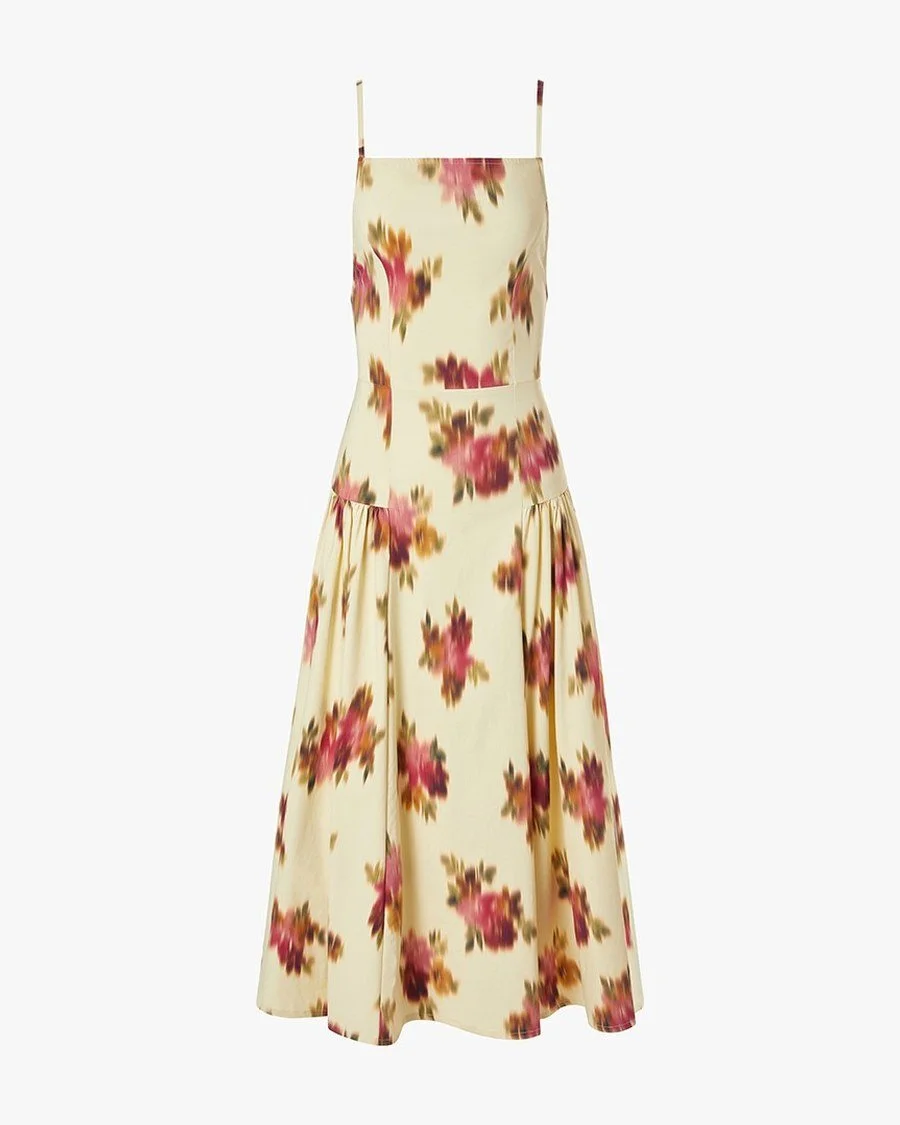 Floral midi dress flat