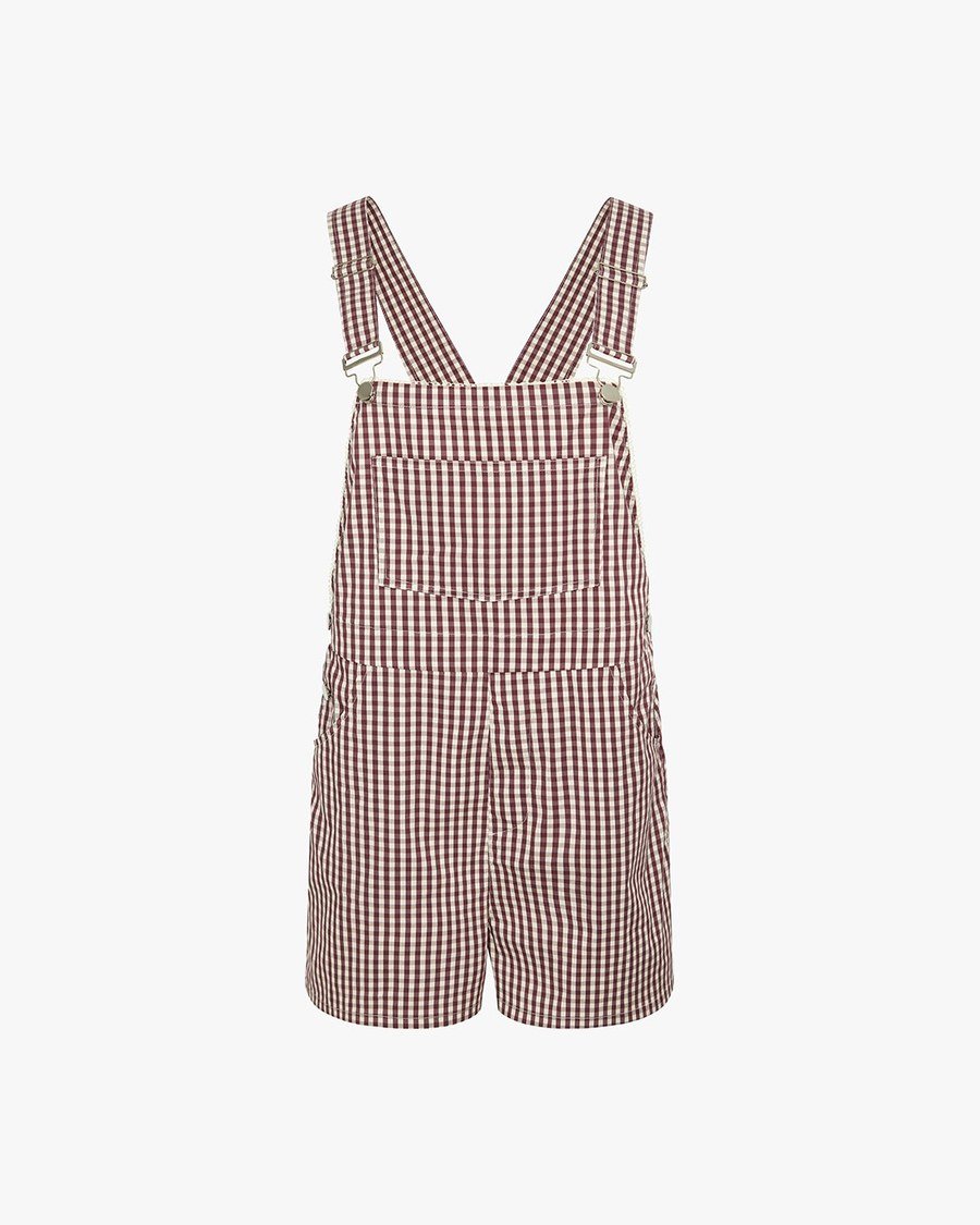 Gingham overall shorts flat