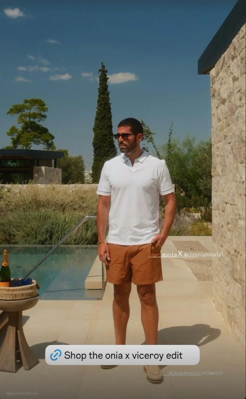 Johnny Collar polo and swim trunk, shared by @solantar