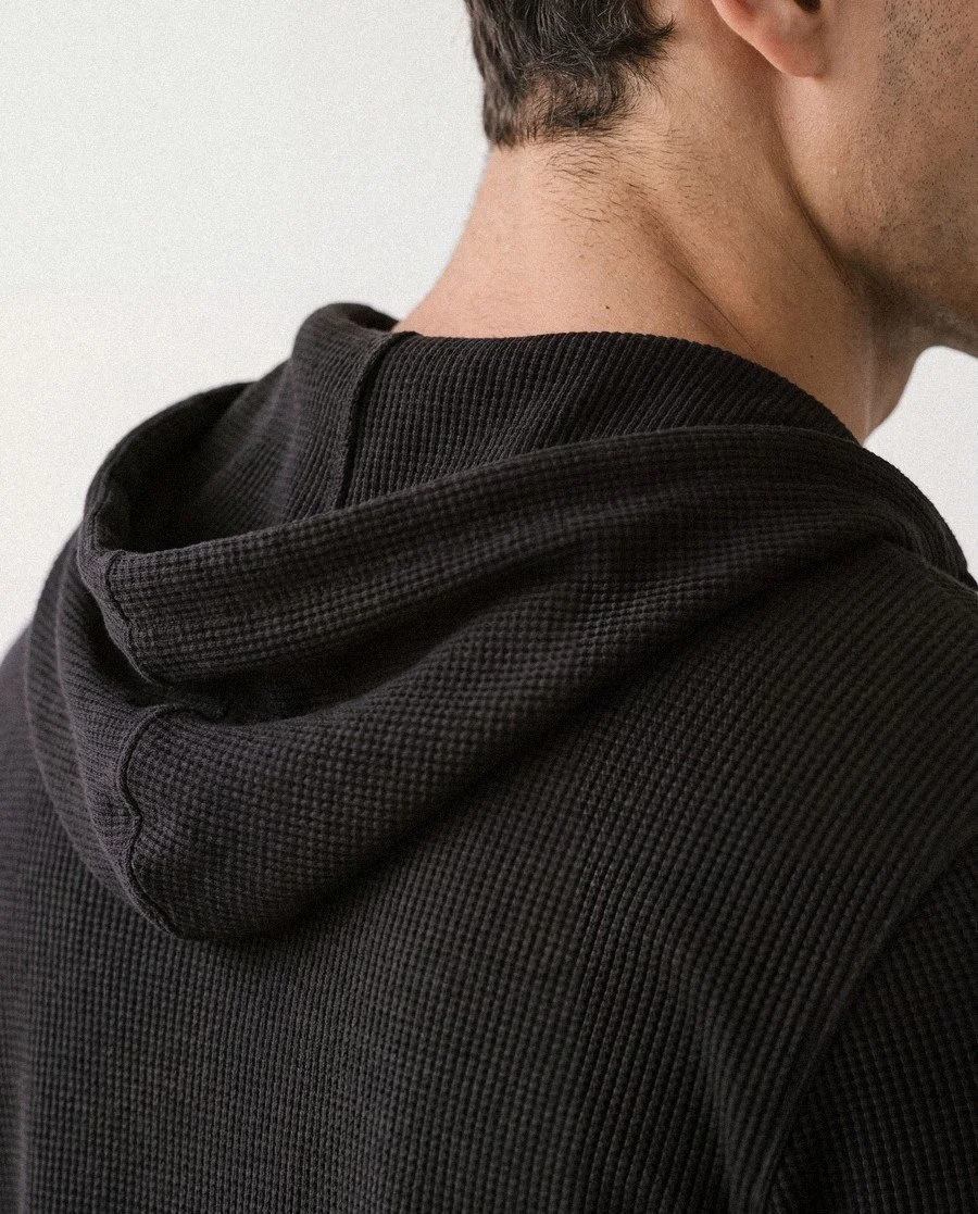 Waffle hoodie hood close-up