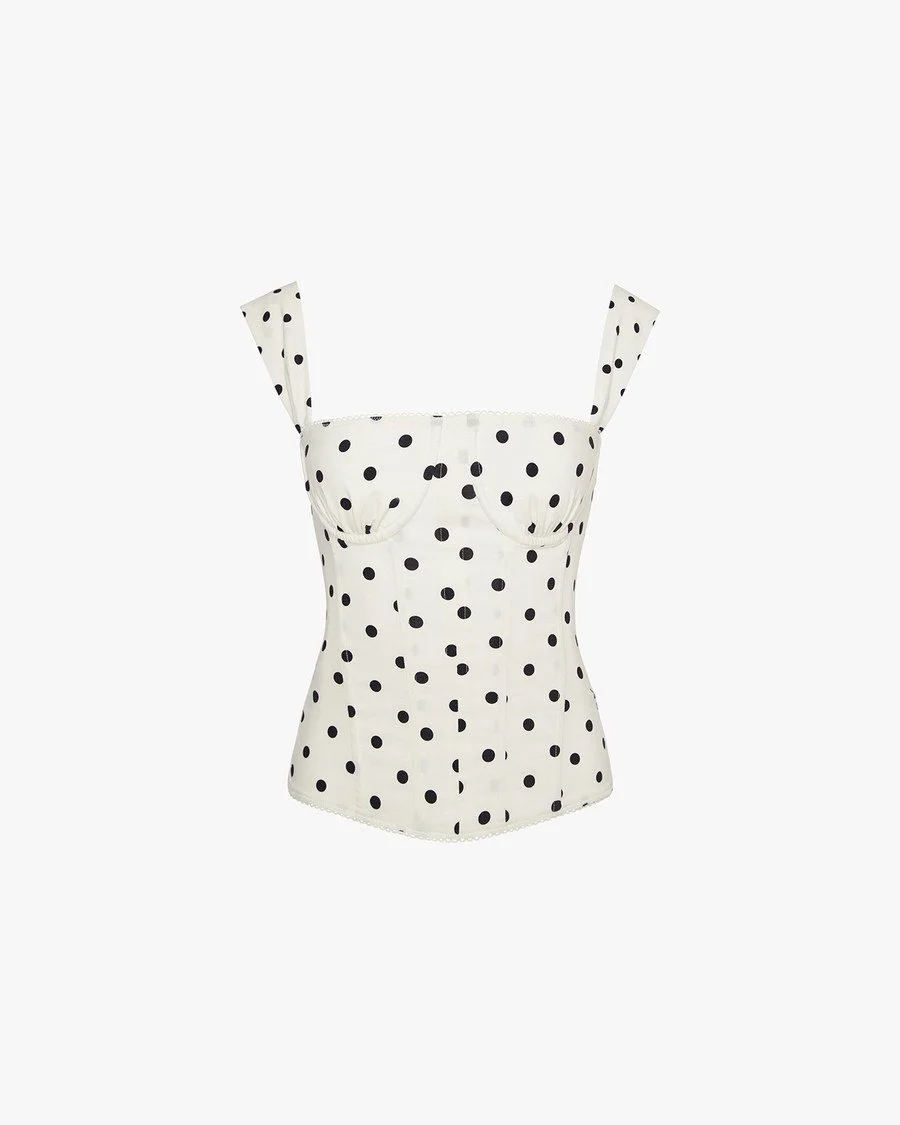 Polka-dot corset top flat