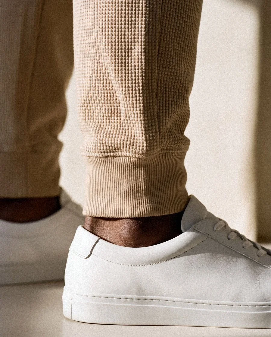 Waffle jogger cuff and sneaker detail